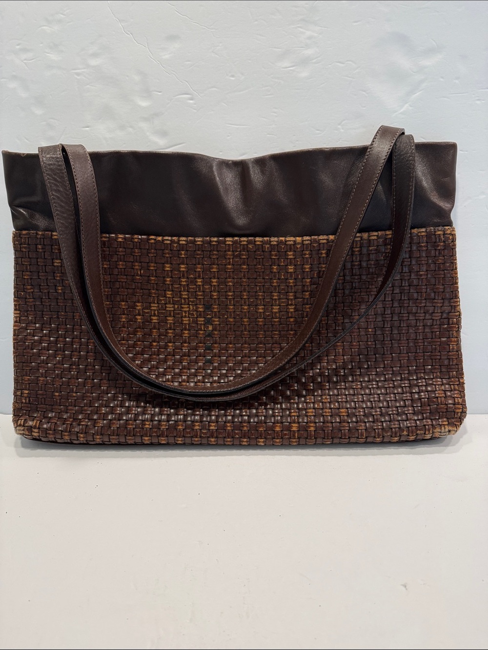 Francesco Biasia vintage Brown Woven leather Shoulder Bag